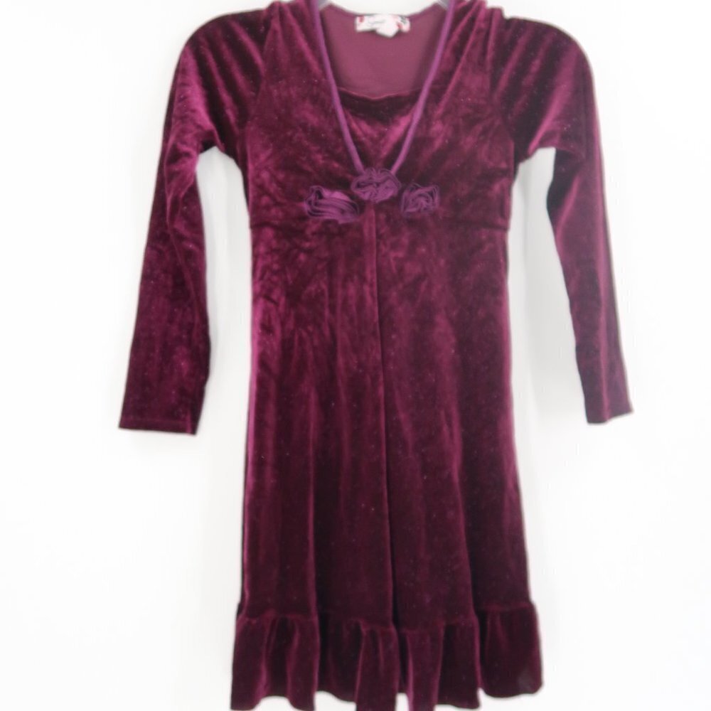 Girls Speechless Purple Glitter Dress with Flower Detail Size 8